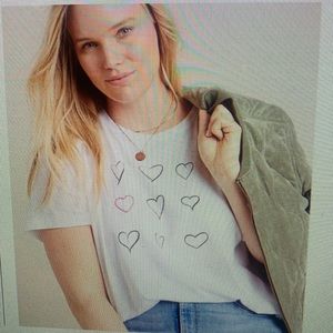 ANTHROPOLOGIE Kera Hill Hearts Breast Cancer Tee Limited edition